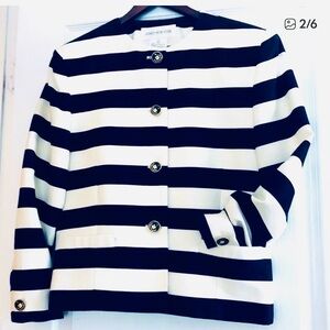 Jones New York JKT.looks like Armani jkt.NavyWhite Striped.embellished buttons.